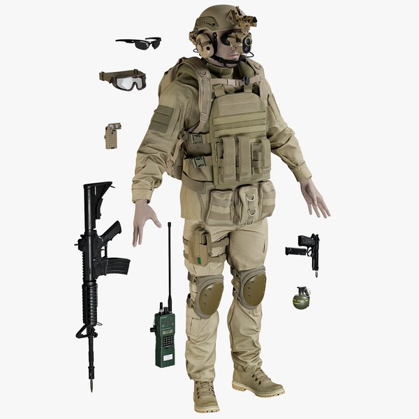 Soldier Uniform Desert With Equipment