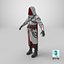 Abito da assassino medievale con cappuccio bianco rosso