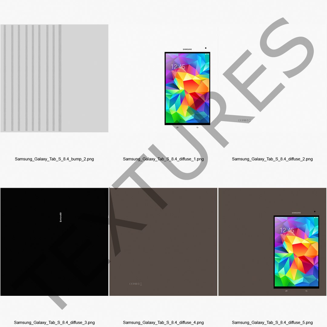3d model of samsung galaxy tab s https://p.turbosquid.com/ts-thumb/XP/KN8M1K/h05WjD79/samsunggalaxytabs84set3dmodels27/jpg/1441627675/1920x1080/fit_q87/9dd4d34c72011447137ed5477eea167d6e41aed2/samsunggalaxytabs84set3dmodels27.jpg