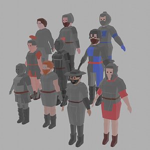 3D Low Poly Rigged Knight Collection Pack model