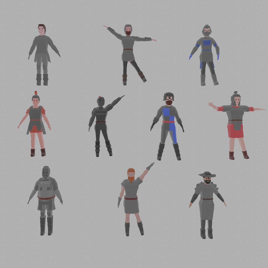 3D Low Poly Rigged Knight Collection Pack model https://p.turbosquid.com/ts-thumb/XP/LvyGlM/Si/allknights/jpg/1703182486/1920x1080/fit_q87/20b6d93f9d24ccf189a4c7aaf06acc0529103862/allknights.jpg