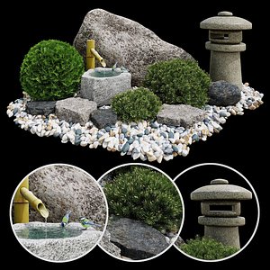 Rock garden Tsukubai 3D model