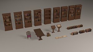 Libraries and bookcases 3D model