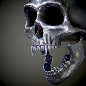 steel skull fangs 3d model