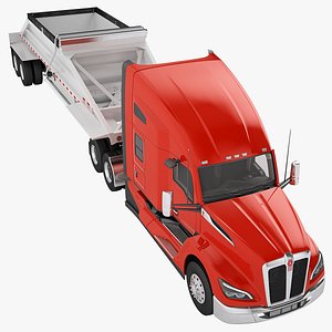 Kenworth T680 Semi Truck 2024 Belly Dump Trailer 01