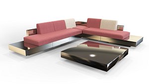 3D sofa l shaped lounge model