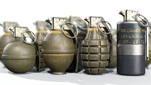 3D model american frag hand grenade