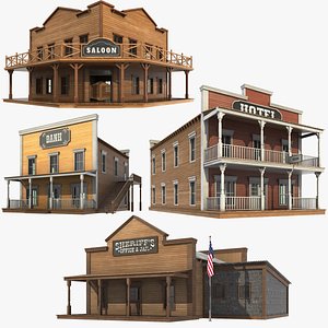 Detailed Western Houses Collection 01