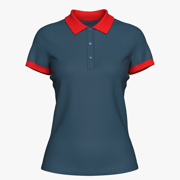 3D Women short sleeved regular fit polo shirt model