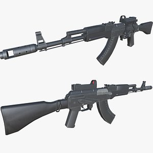 3D 15-AK-47M-gun model 3d game ready model Low-poly 3D model model