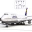 Boeing 747-300 Lufthansa Rigged 3D Model