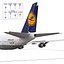 Boeing 747-300 Lufthansa Rigged 3D Model