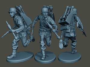german soldier ww2 run2 3D model