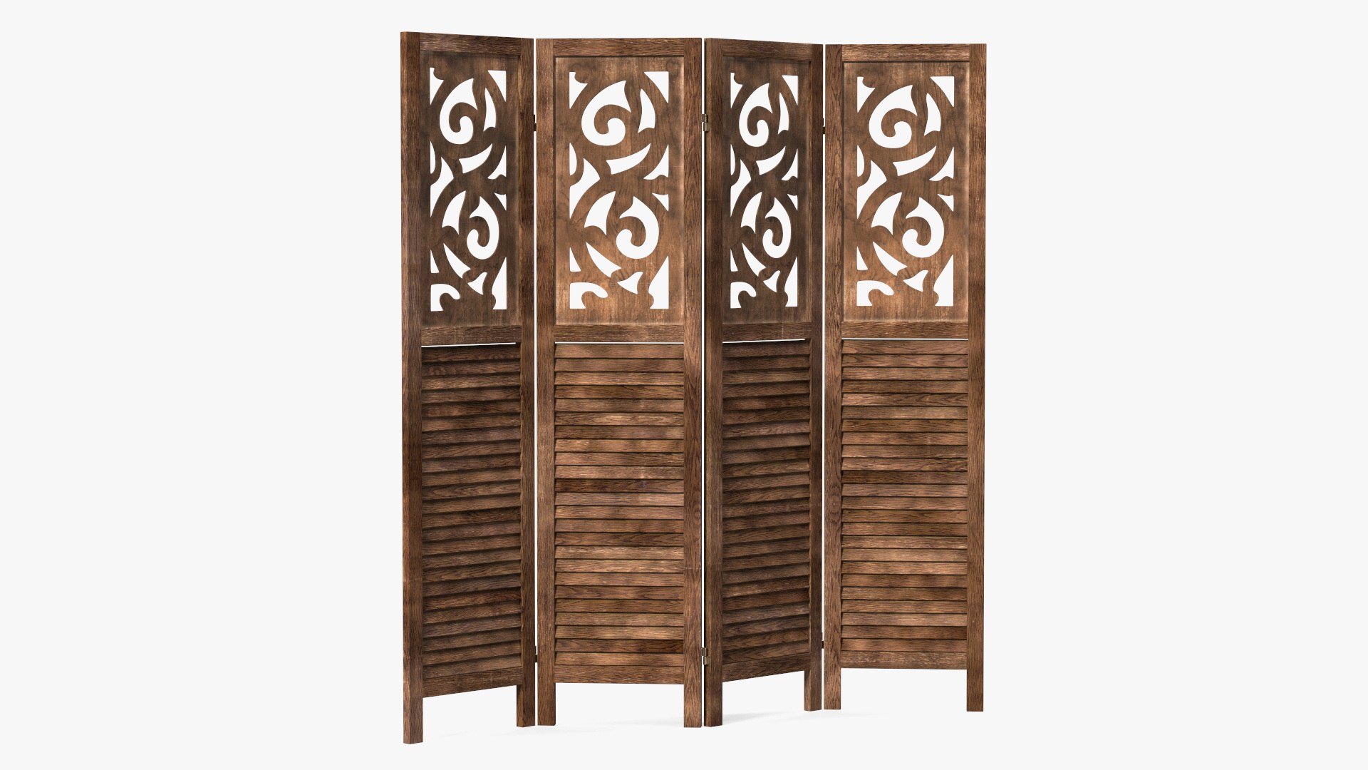 Panel Solid Wood Folding Room Divider 3D model preview