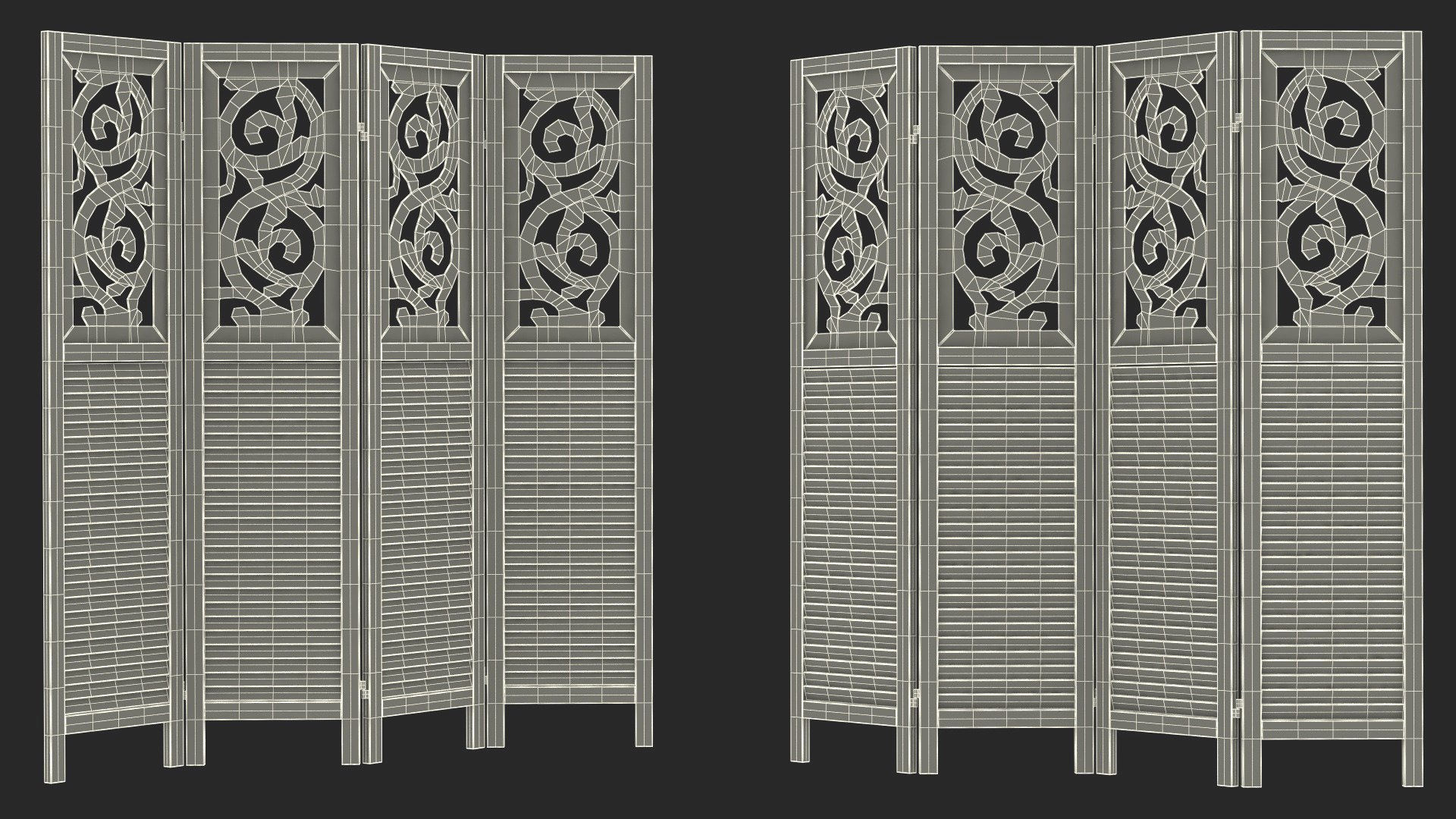 3D Panel Solid Wood Folding Room Divider - TurboSquid 2127958