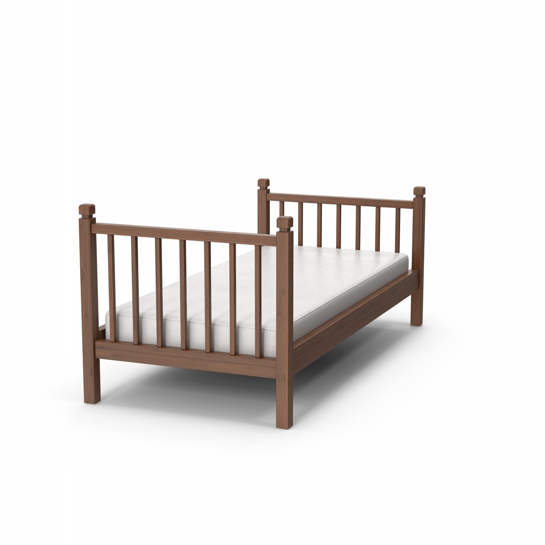 Dark Wood Bed 3D Model TurboSquid 2065299