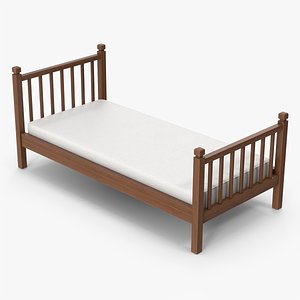 Dark Wood Bed 3D model