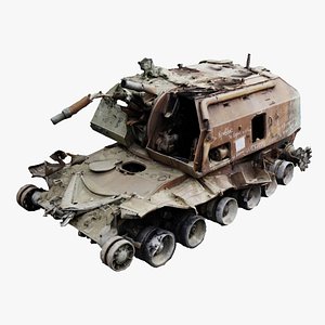 Destroyed 2S19 Msta 152 mm self-propelled howitzer