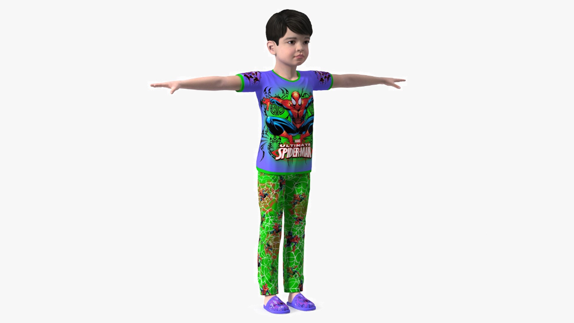 Asian Child Boy Home Style Rigged for Cinema 4D 3D model preview
