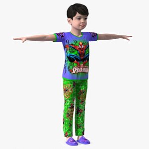 3D Asian Child Boy Home Style Rigged for Cinema 4D model