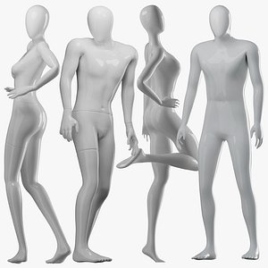 Rigged Simple and Sport Mannequins 3D model