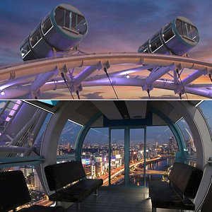 Singapore Flyer with Interior 3D model
