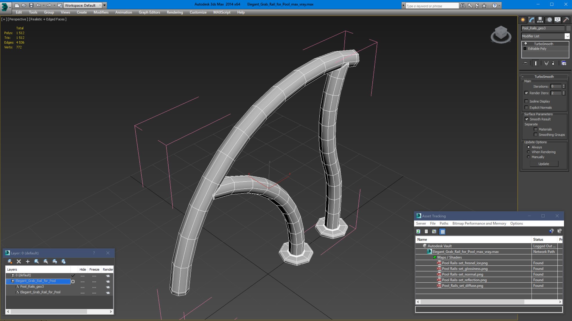 3D Model Elegant Grab Rail For Pool - TurboSquid 1990745