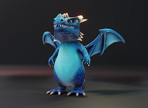 3D Cartoon Blue Dragon Low-poly 3D model