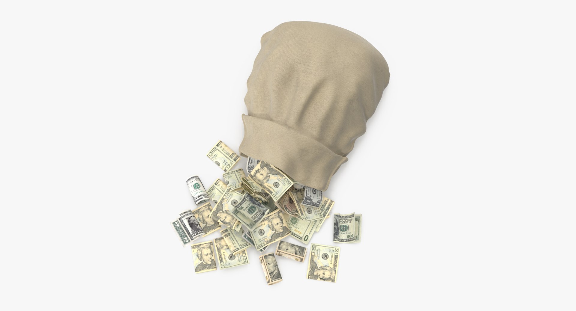 open money bag 03 3d model