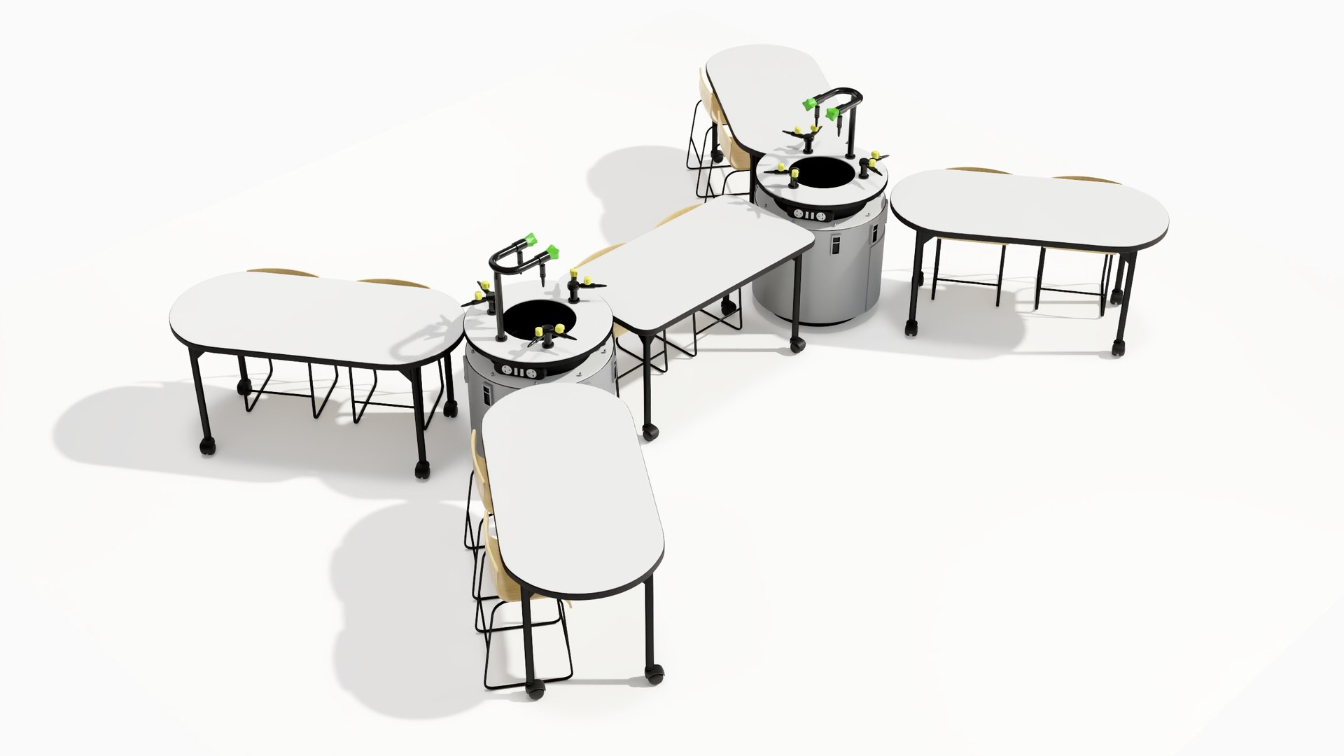 Modular Table Set for Chemistry Classroom 3D model preview