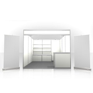 3m x 3m on scale White exhibition stand design with furniture