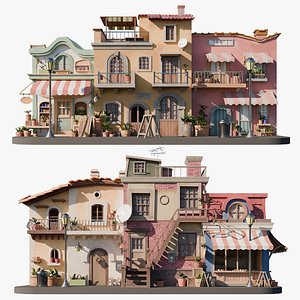 3D model Stylized lowpoly street