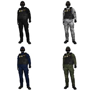 SWAT Soldier LOD2 Rigged Pack