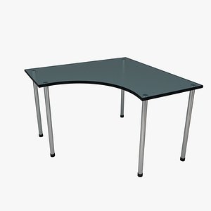 corner desk glass blue 3d 3ds