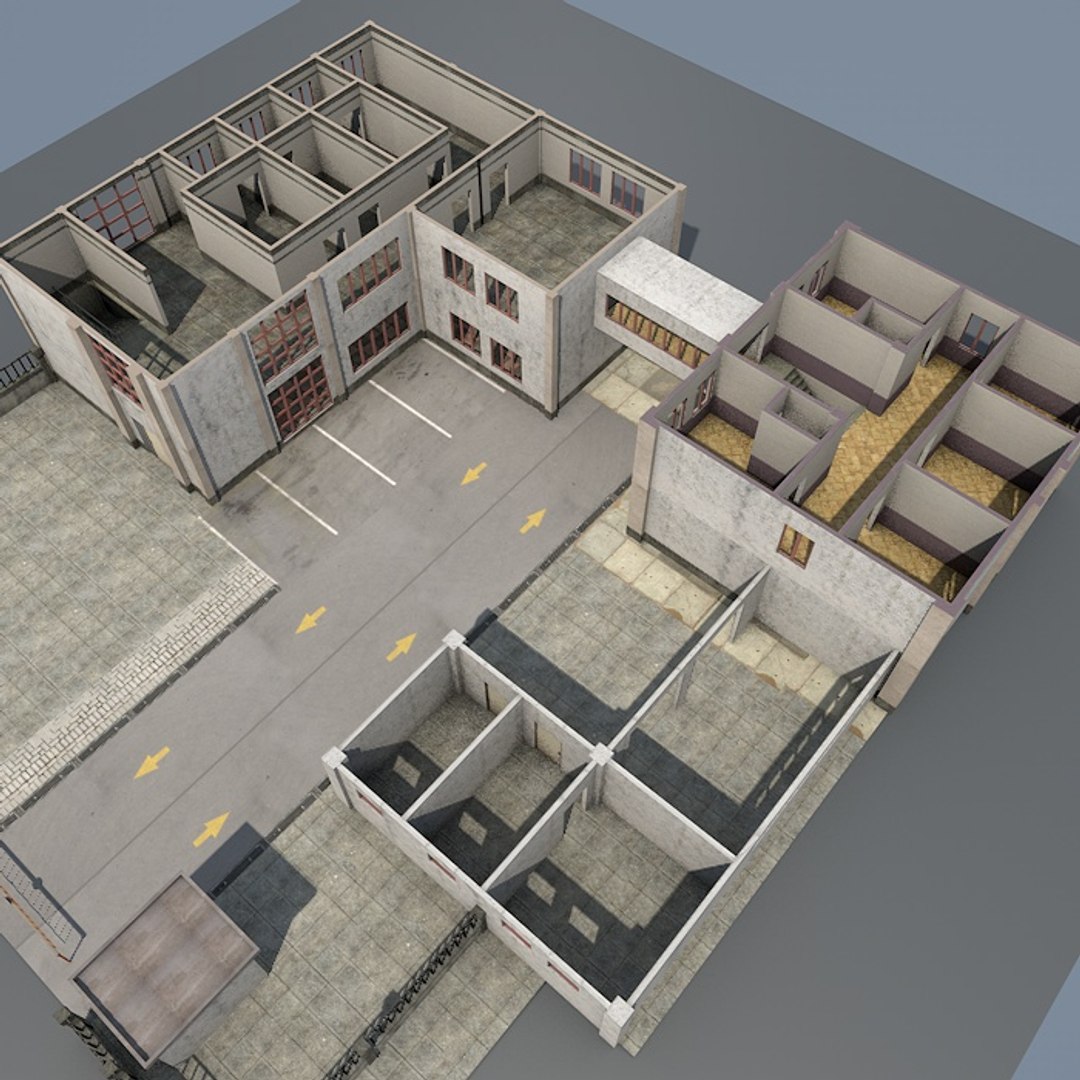 3d Model Factory Building Interior Scene