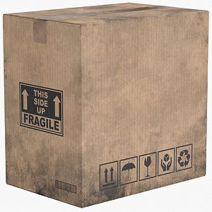 3D Cardboard Box 5 Worn Closed model