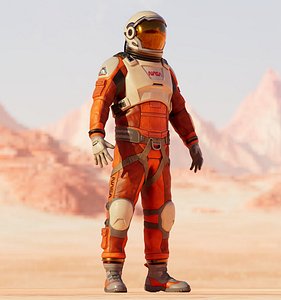 3D NASA Orange Spacesuit Concept for Spacewalk Mars Lunar or Moon model