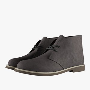 3D model suede chukka boots gray