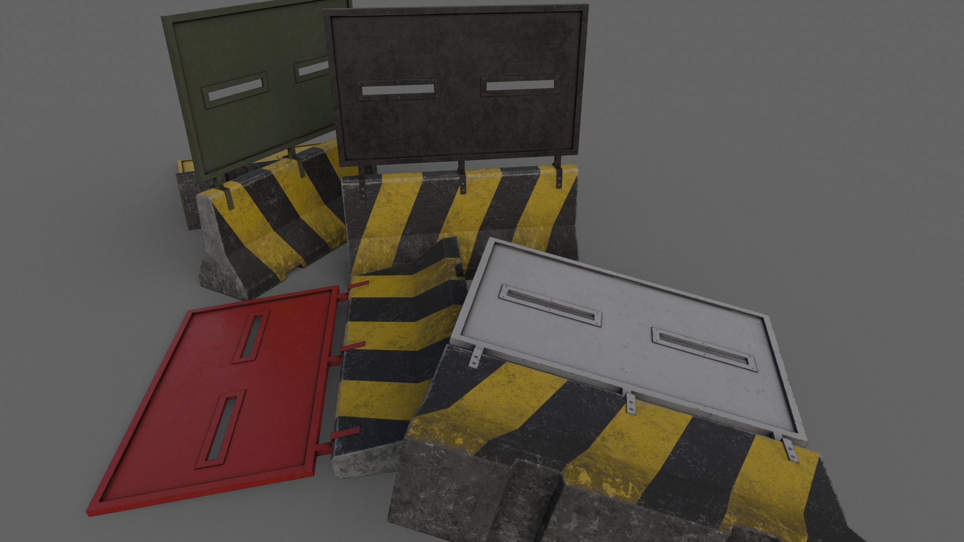 PBR Concrete Roadblock Barrier V2 model - TurboSquid 1735772