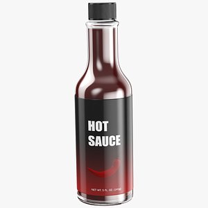 3D model Hot Sauce Condiment Glass Bottle