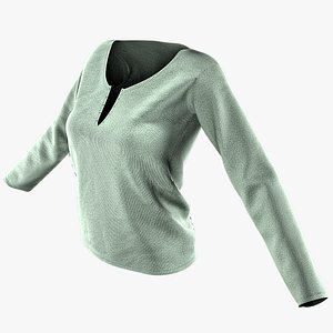 3D model Henley collar T-shirt Female
