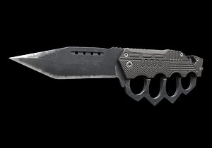 Black folding knuckle knife