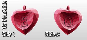 3d model 3d-printable valentine crystal-heart-twoletters pendant
