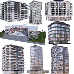 3D modern apartment buildings 2 model