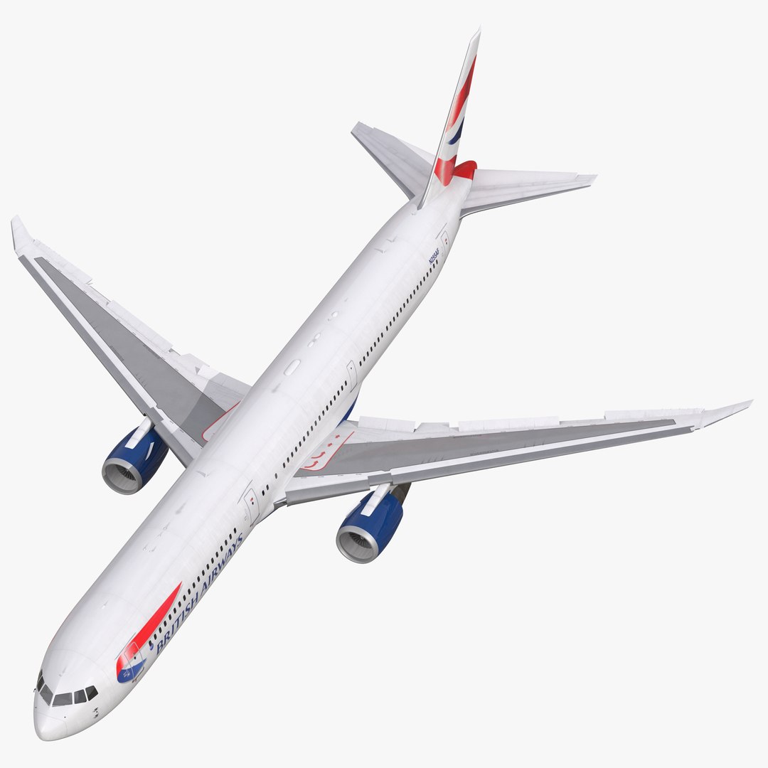 Boeing 767-400ER British Airways Rigged 3D Model 3D model preview