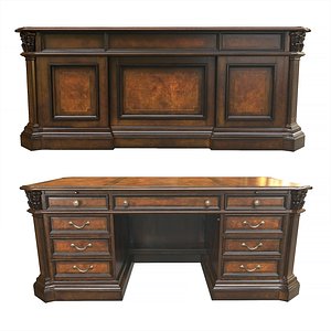 Executive Computer Desk in Mahogany 3D model