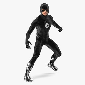 Superhero Wearing Black Suit Fighting Pose