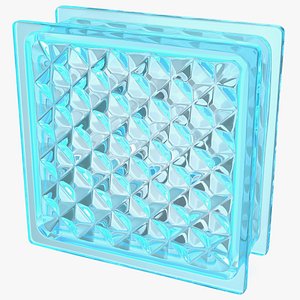 Blue Glass Block Diamond Pattern 3D model