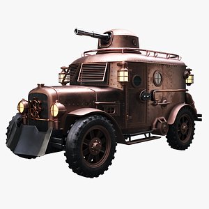 Steampunk Armored Van 3D Model - PBR Textured Vehicle 3D