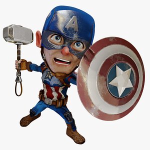 Cartoon Captain America of Avengers Endgame